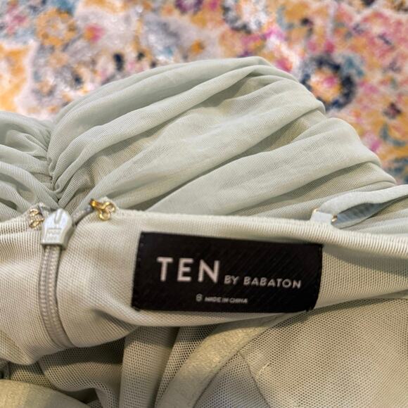 Aritzia Ten by Babaton Luxor Sage Green Ruched Mesh Bodycon Mini Dress Small - Picture 8 of 12